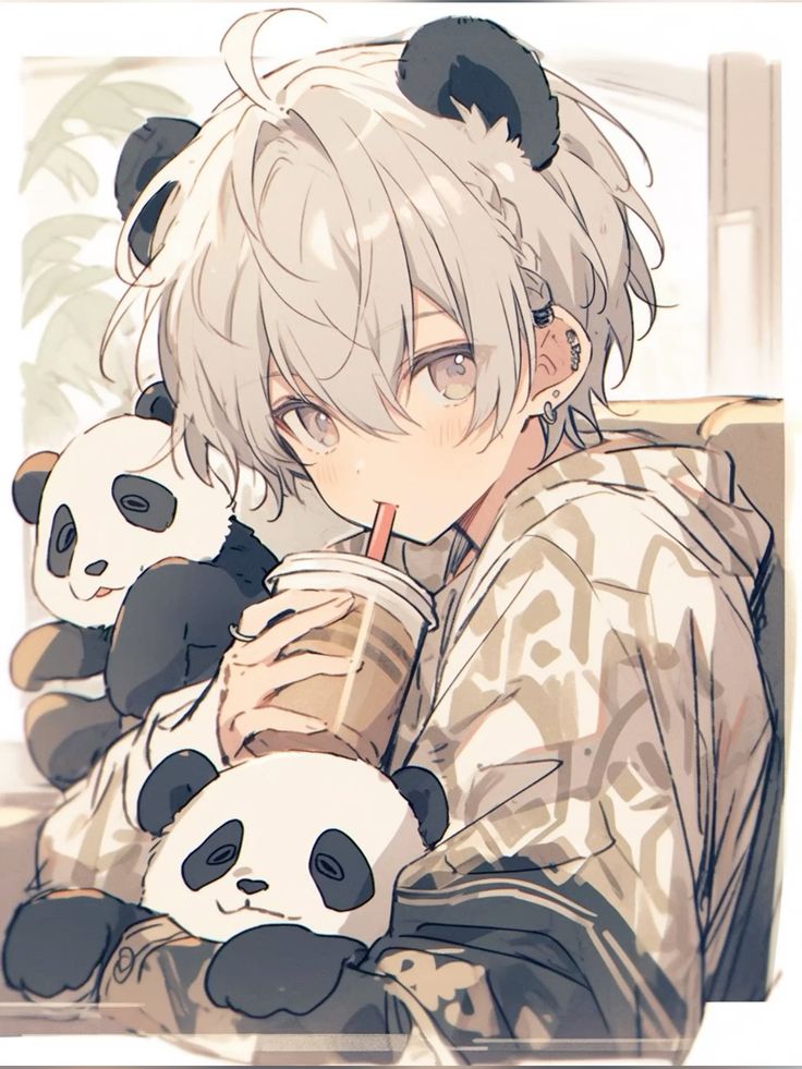 Cool panda profile pic for boys with calm expression and dark tones