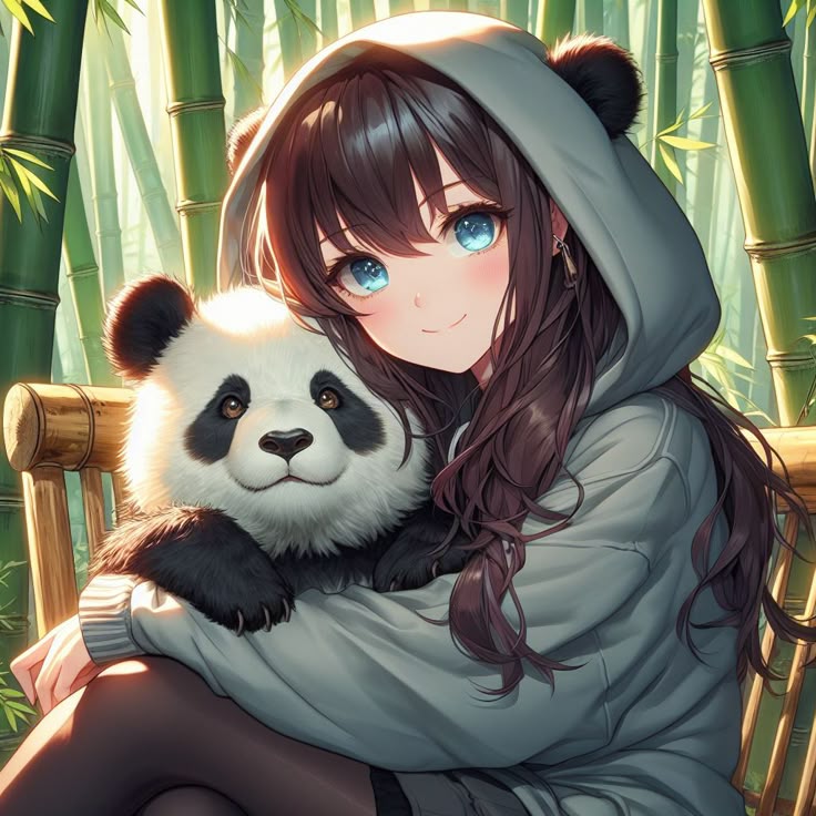 Soft feminine panda profile pic for girls with pastel warmth