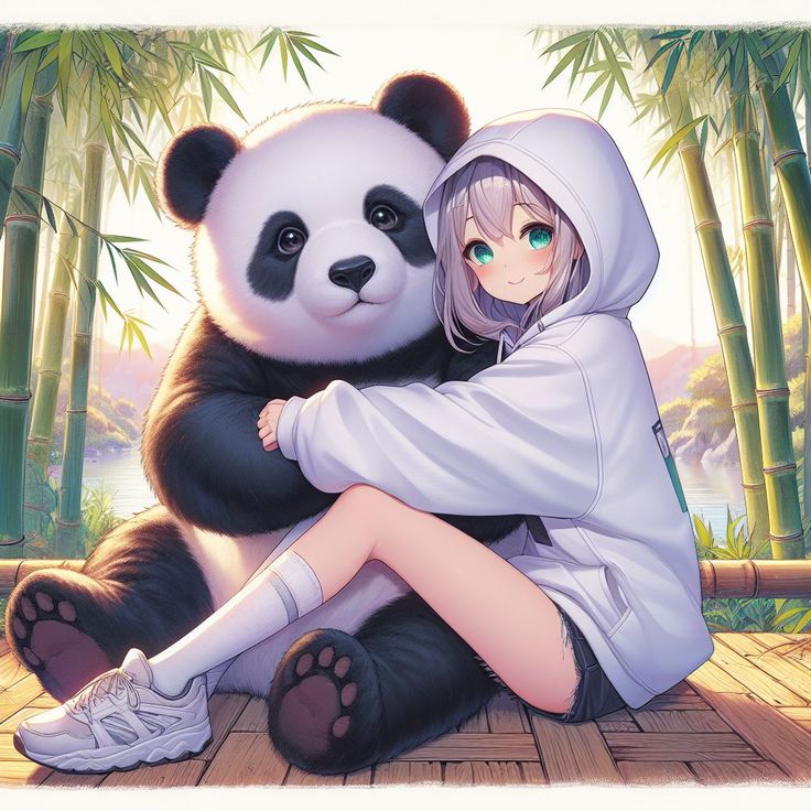 Cute panda girl profile picture with warm highlight and delicate styling