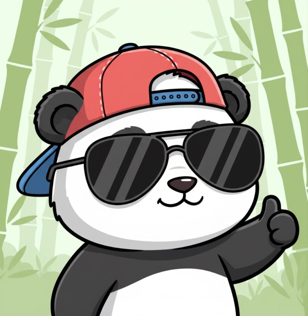 Panda PFP with glasses adding a nerdy intellectual charm to the design
