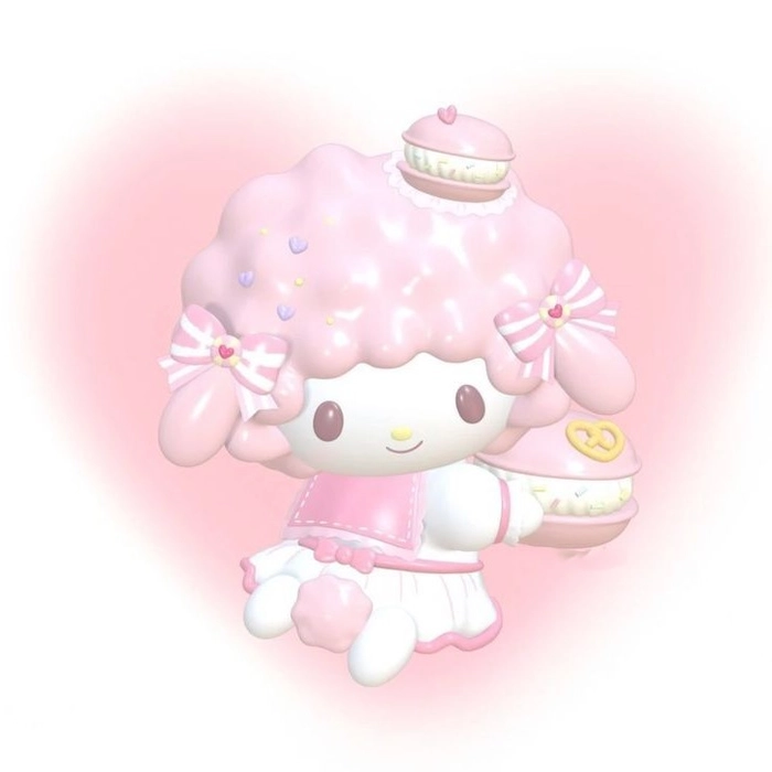 Cute Cinnamoroll Sanrio PFP floating gently against a soft blue sky background