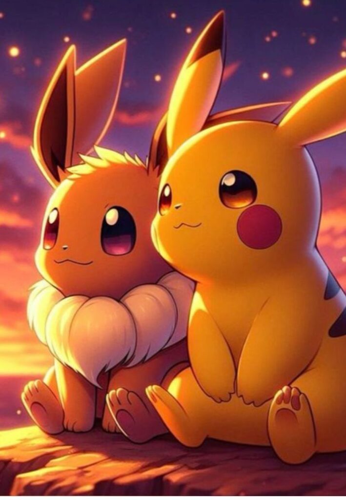 Pikachu Eevee matching profile pictures for couples or Pokemon fan pairs