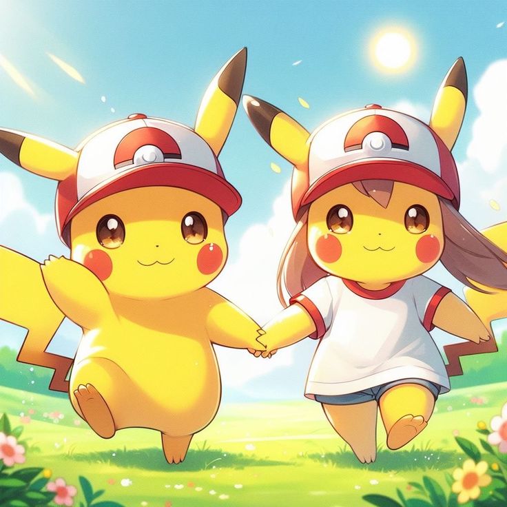 Pikachu matching PFP pair with coordinated visual theme and connected poses