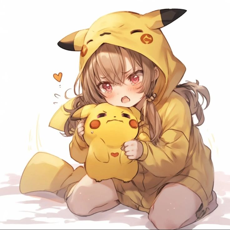 Pikachu PFP girl with pastel pink tones and soft sparkle overlay