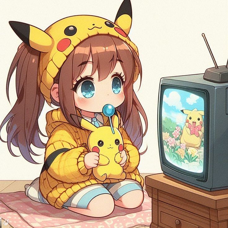 Pikachu girl PFP with lavender tones and dreamy aesthetic edits