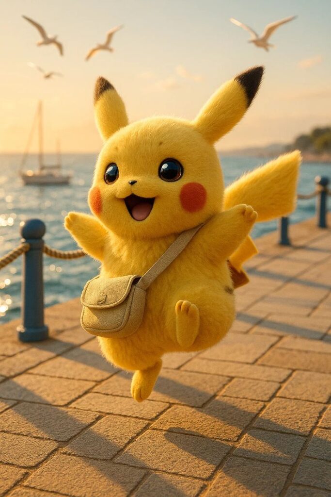 Pikachu plush PFP with soft fabric texture and cozy warm lighting
