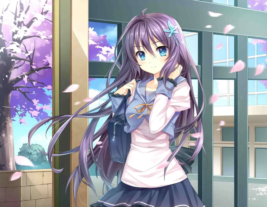 Vibrant purple anime girl PFP with bold gradient