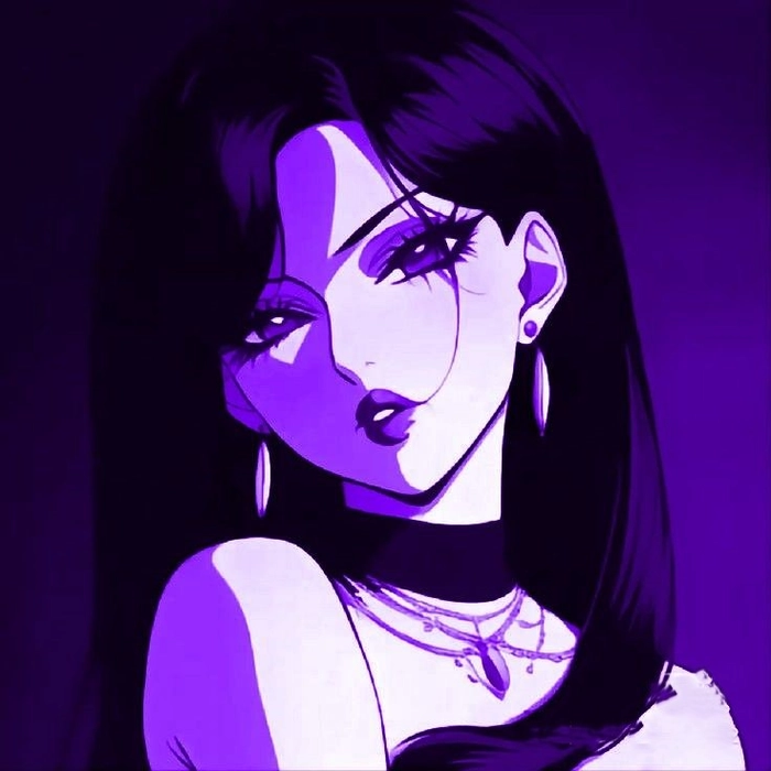 purple pfp girl portrait tinted violet realistic