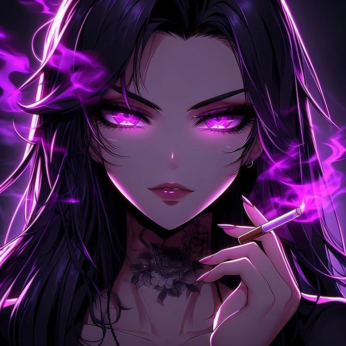 purple pfp girl soft lighting dreamy expression
