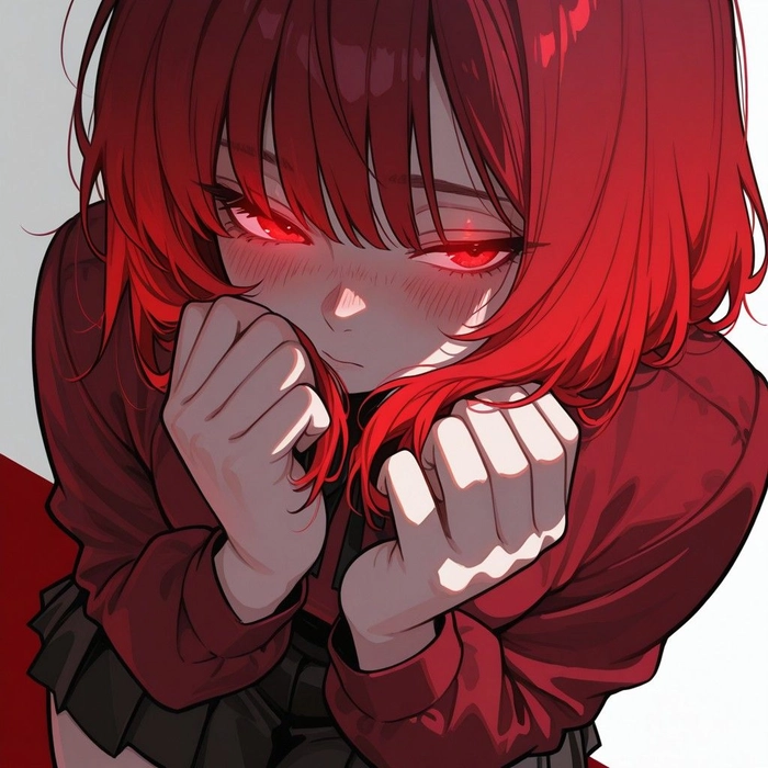 Red PFP aesthetic anime with crimson aura and glowing character portrait