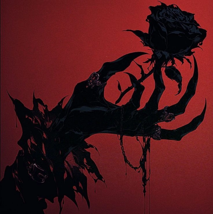 Expressive anime rose avatar with dramatic lighting and floral background