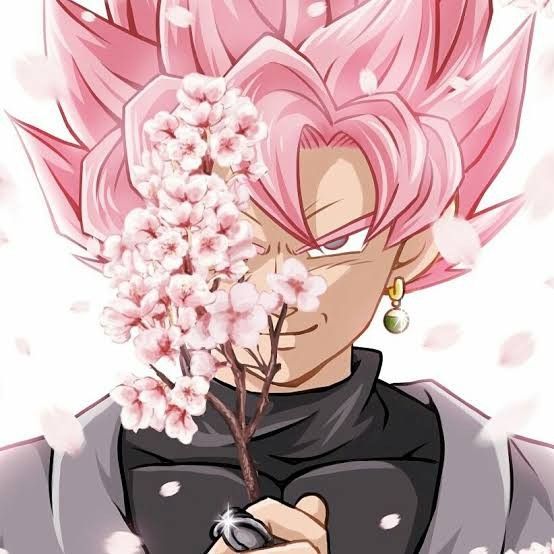 Rose Goku Black PFP with Divine pink ki aura and dramatic anime framing