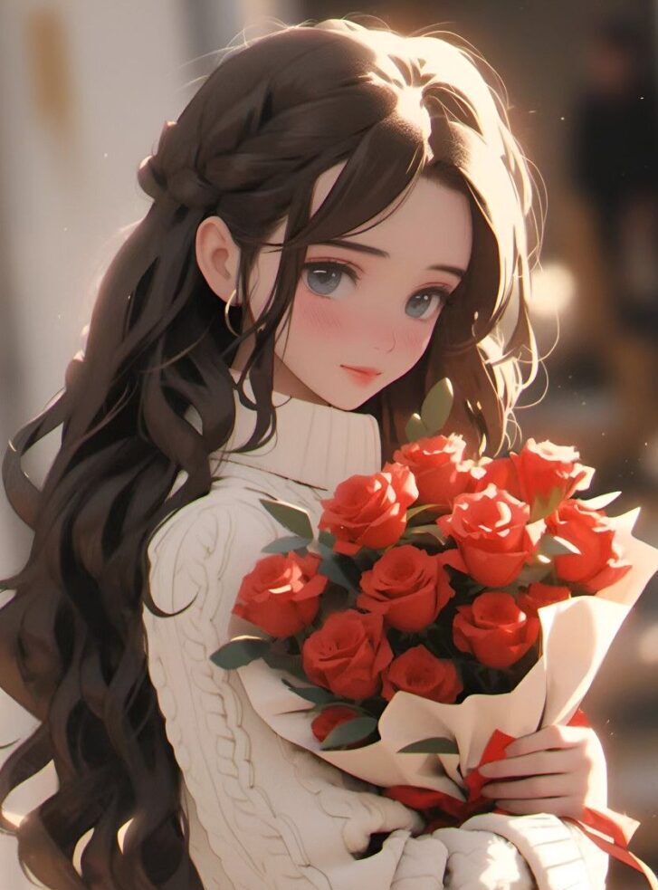 Dreamy anime rose PFP with pastel color gradient