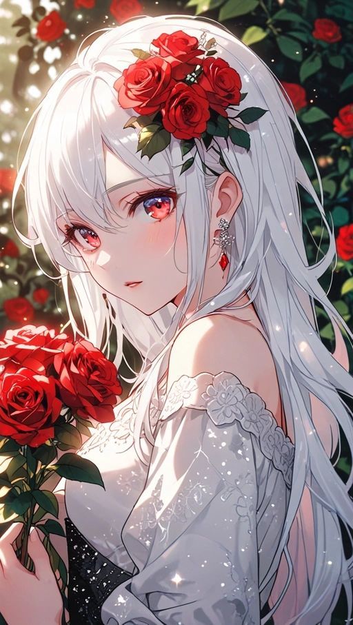 Anime rose avatar with sparkle detail and soft pink tones