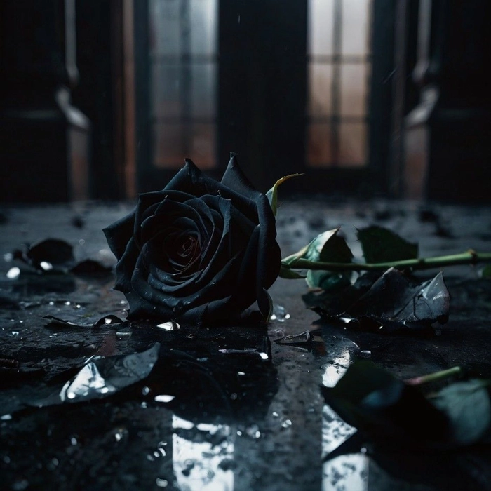 Black rose avatar with deep shadow and glowing accent detail