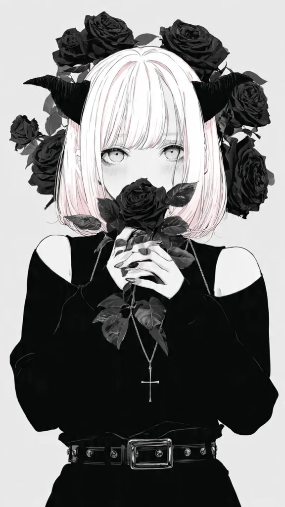 Gothic black rose PFP with dramatic lighting on petals