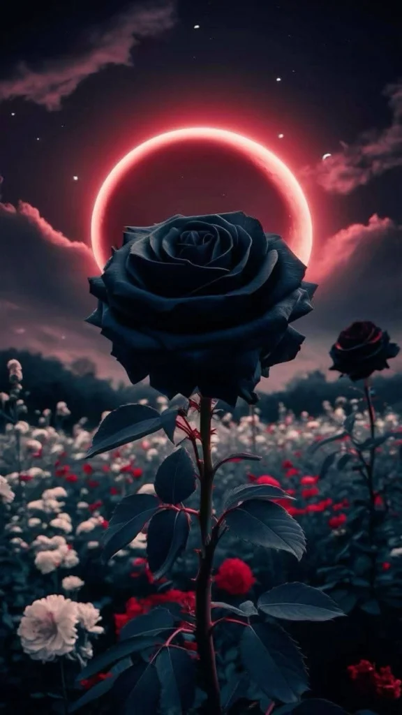 Edgy black rose PFP with bold contrast for Discord
