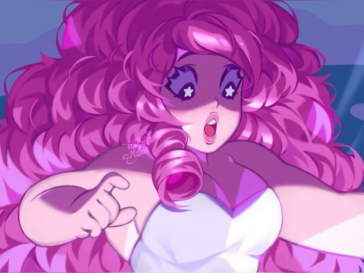 Rose Quartz Steven Universe PFP with pastel colors and cosmic background