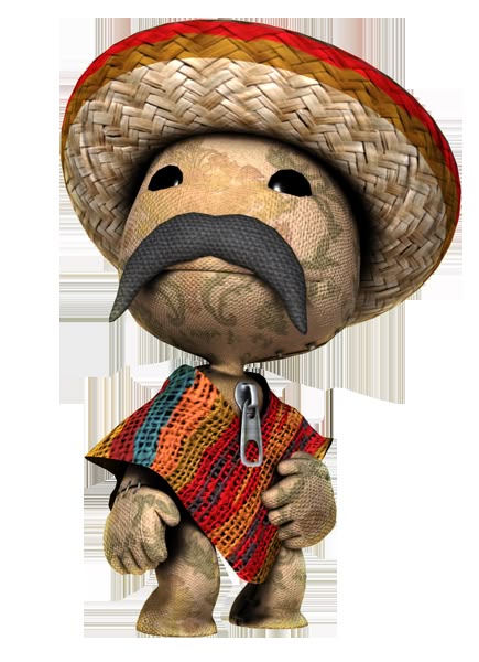 Mexican themed Sackboy PFP with sombrero and vibrant cultural colors