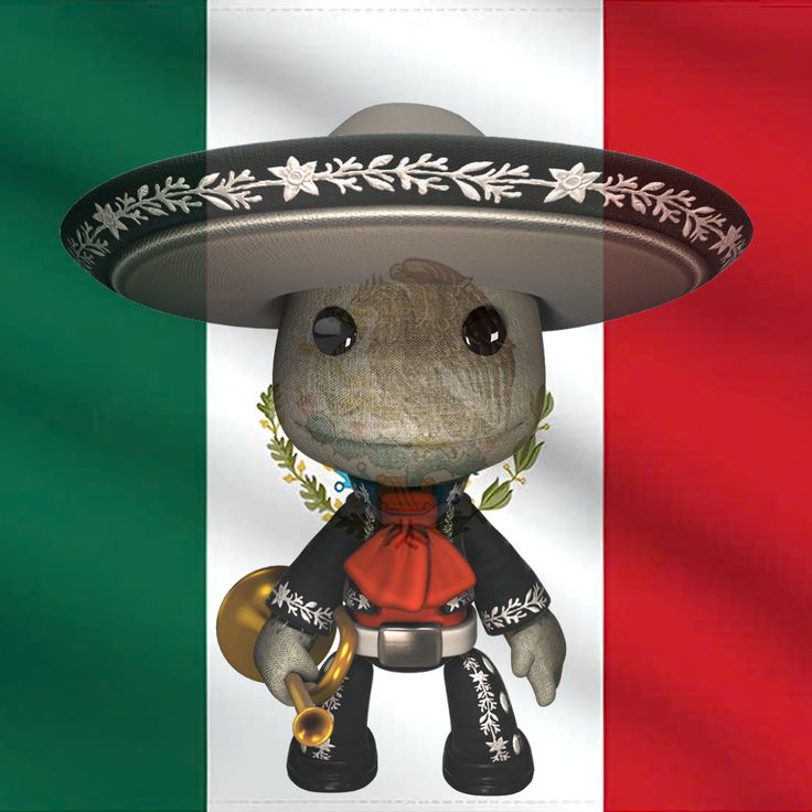 Sackboy Mexican PFP with festive patterns and bright celebratory tones