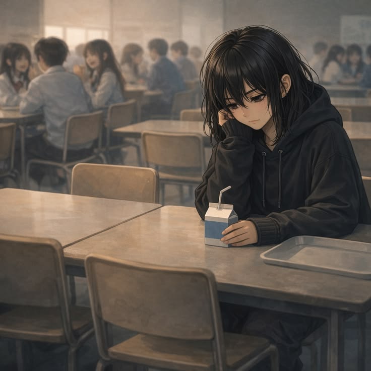 Girl sad PFP with muted pastel palette, curtain framing, and nostalgic film tones