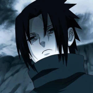 Sad Sasuke Uchiha PFP with dark tones and iconic brooding expression