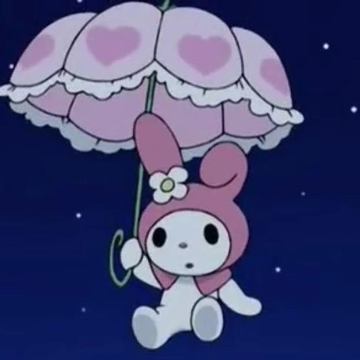 My Melody Sanrio avatar with heart motifs and tender warm-toned lighting