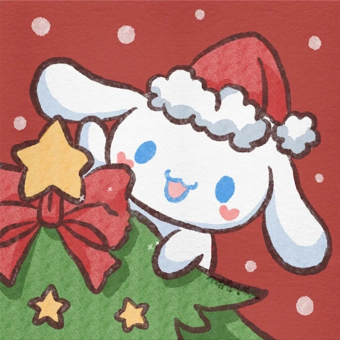 Sanrio Y2K PFP with chrome accents and iridescent neon gradient