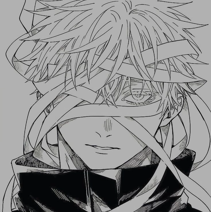 Black and white Gojo profile picture with refined artistic look