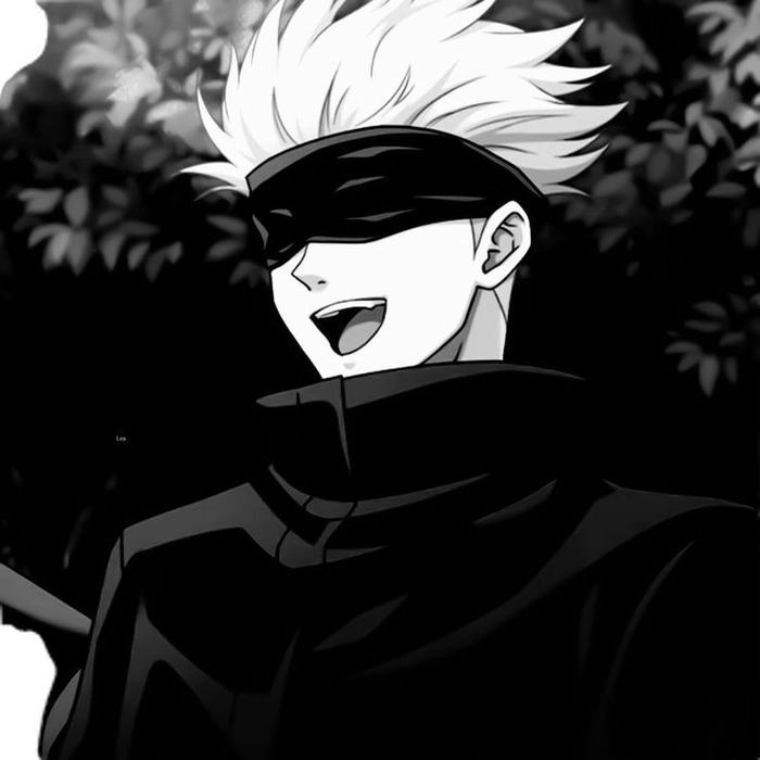 Monochrome Gojo PFP with minimal color and timeless aesthetic
