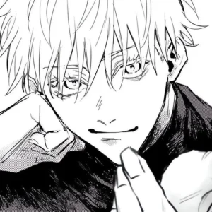 Classic black and white Satoru Gojo avatar with clean composition