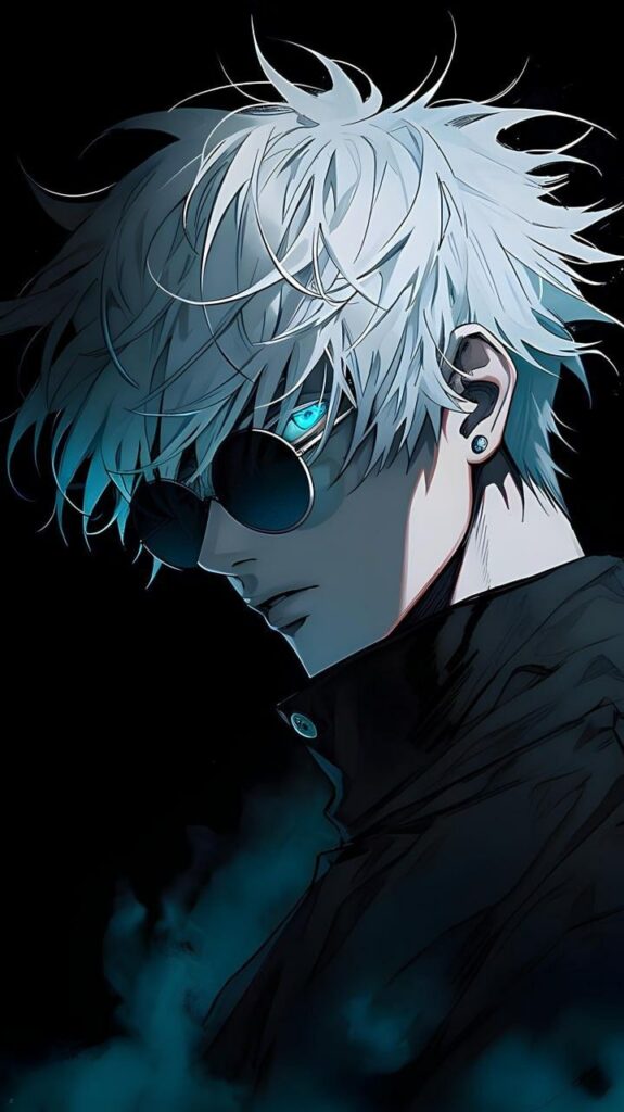 Black and white Gojo manga PFP with raw ink expression