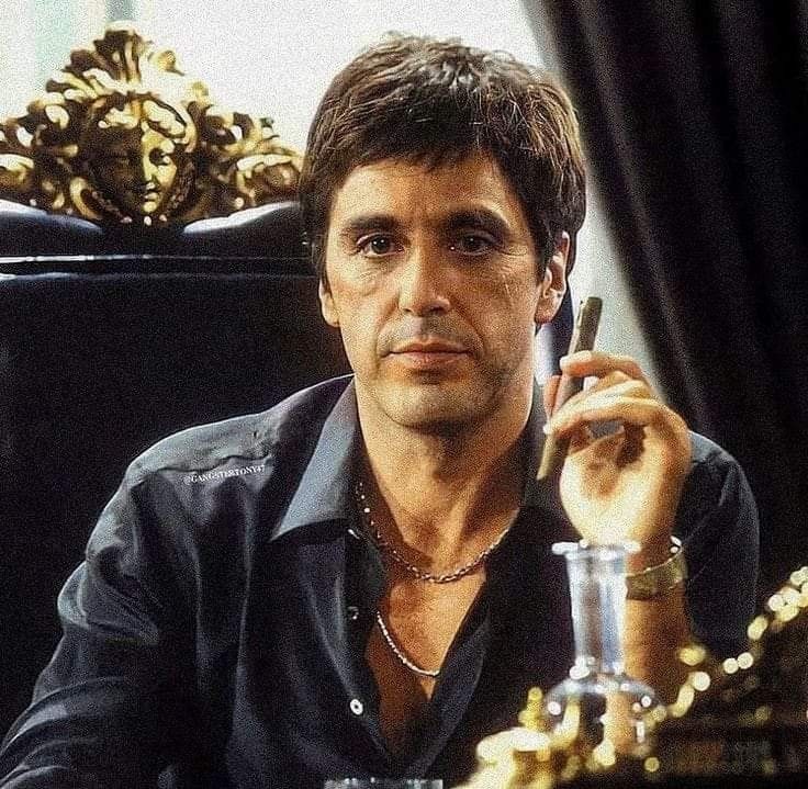 Cinematic Scarface Instagram profile picture with moody color grading and bold portrait