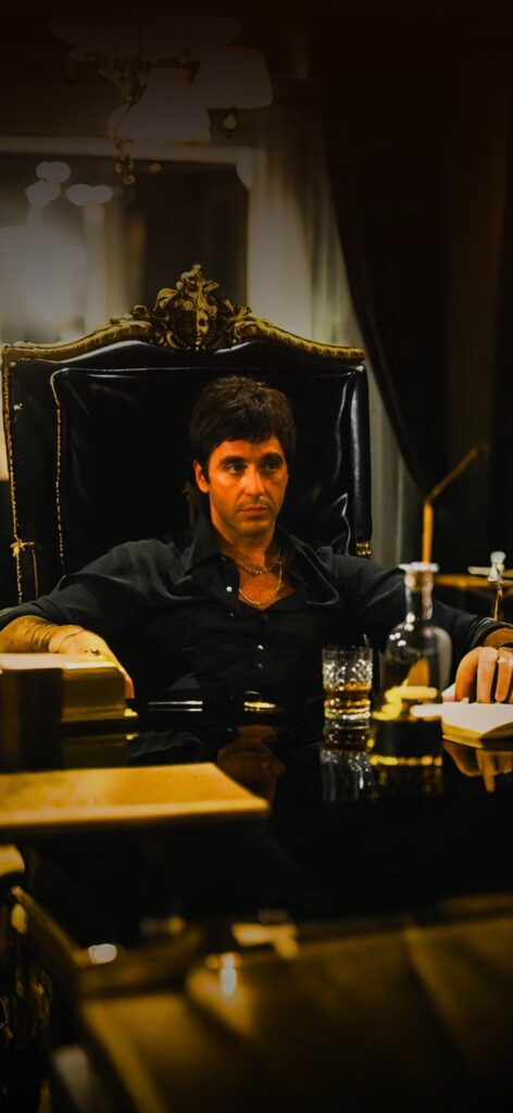 Scarface PFP money theme with luxury stacks and gold-toned cinematic framing