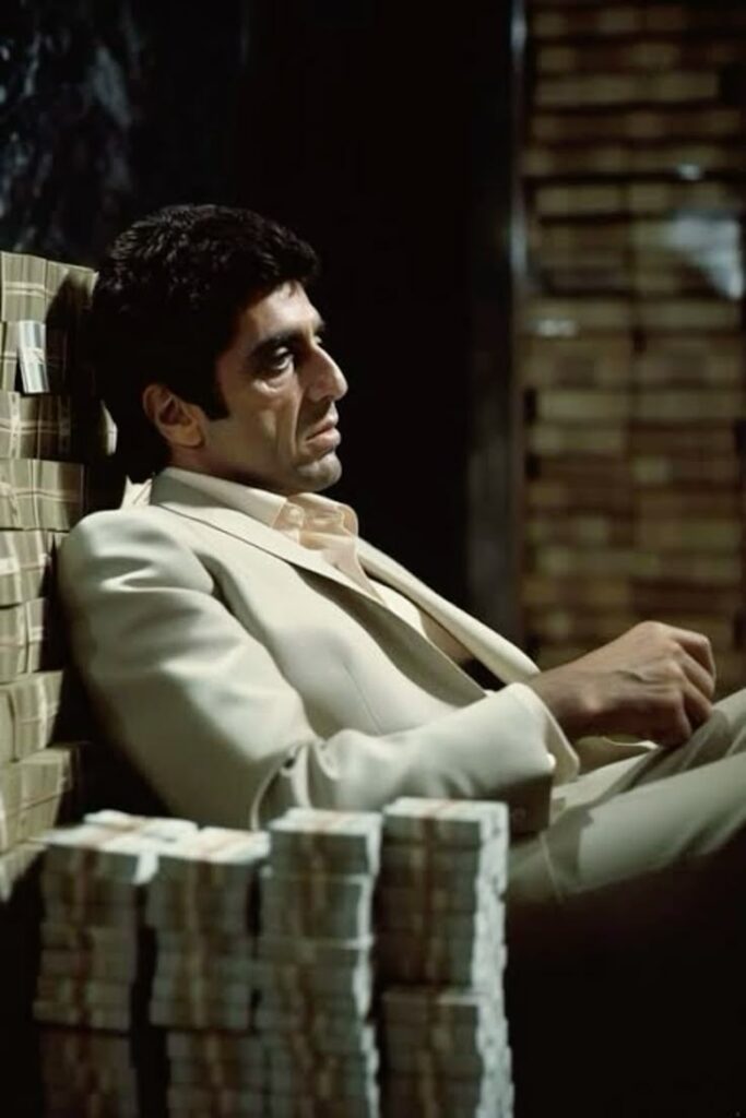 Scarface money profile picture with dark green and black color palette