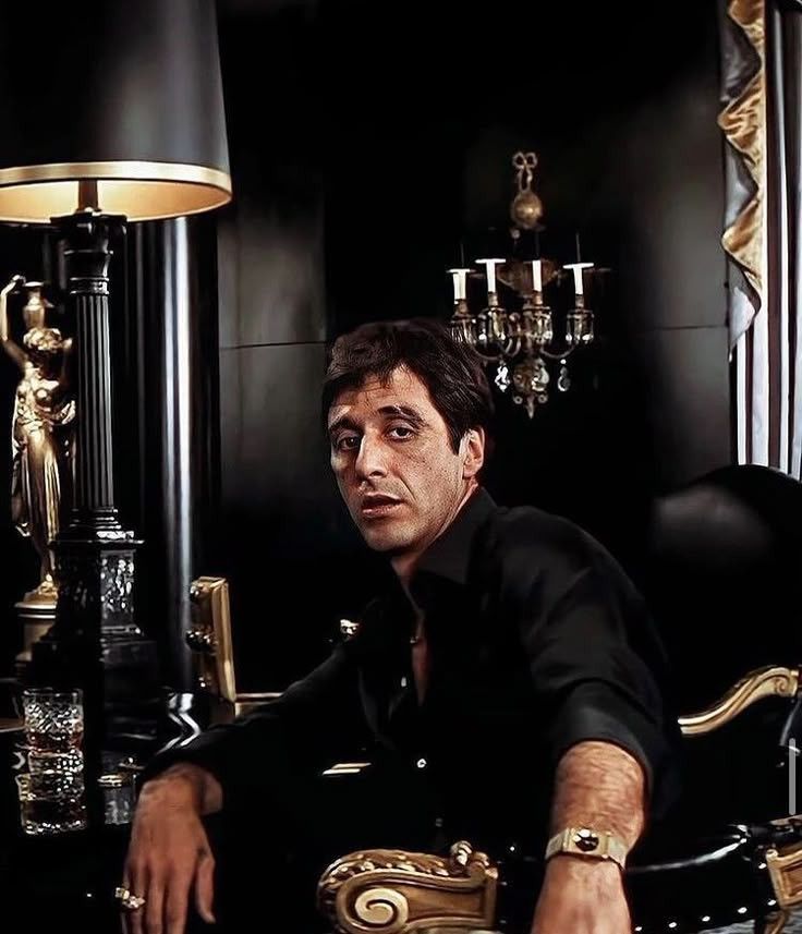 Pinterest-style Scarface profile picture with muted tones and collage framing