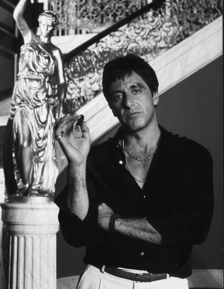 Scarface PFP The World Is Yours with neon sign and cinematic backdrop