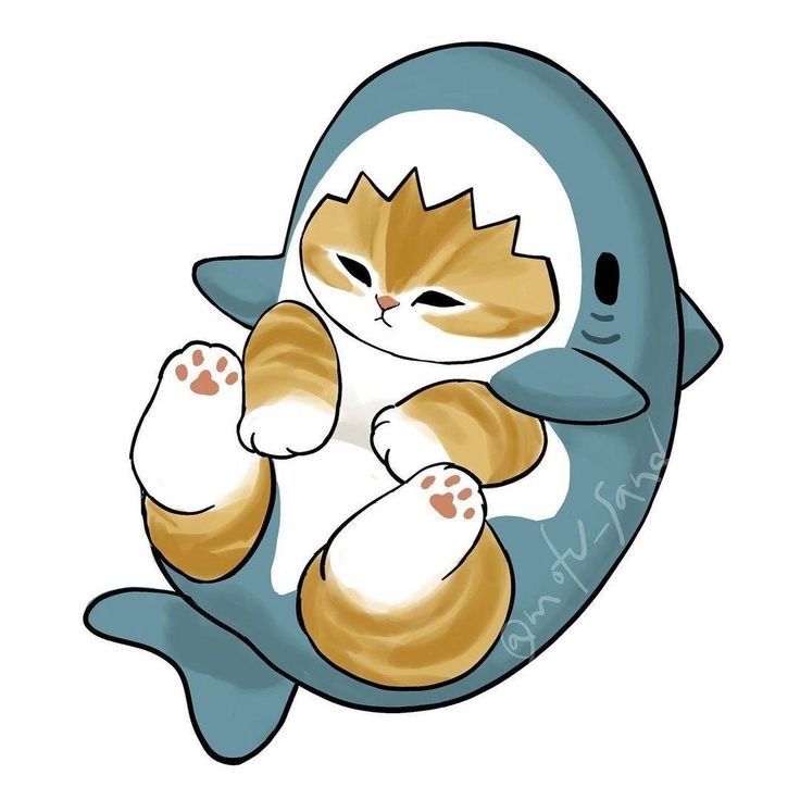cute shark cat profile picture with rounded hybrid form and playful expression