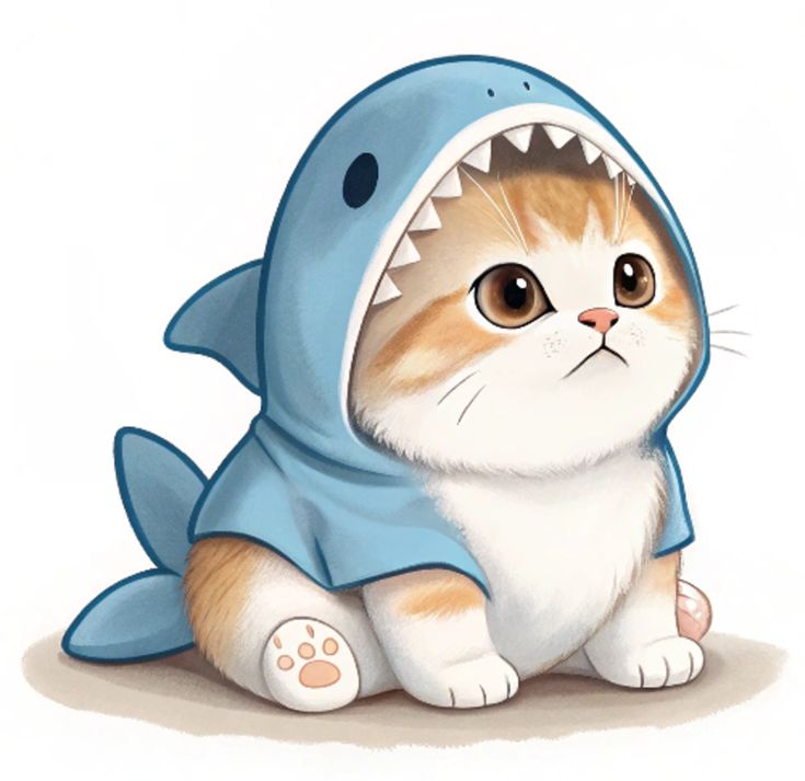 imaginative shark cat avatar combining feline and ocean aesthetics in cartoon form
