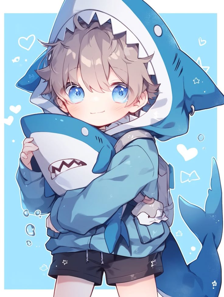 aesthetic shark pfp with pastel underwater scene and soft shadows