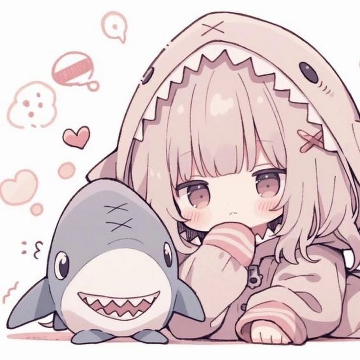 anime shark pfp with sharp outlines and expressive manga-style eyes