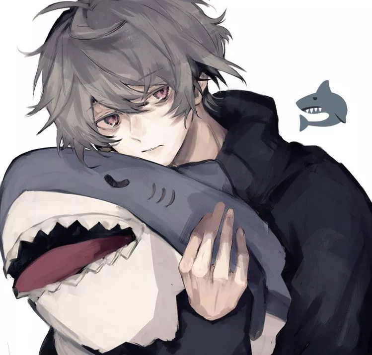 edgy shark pfp for boys with urban aesthetic and confident silhouette