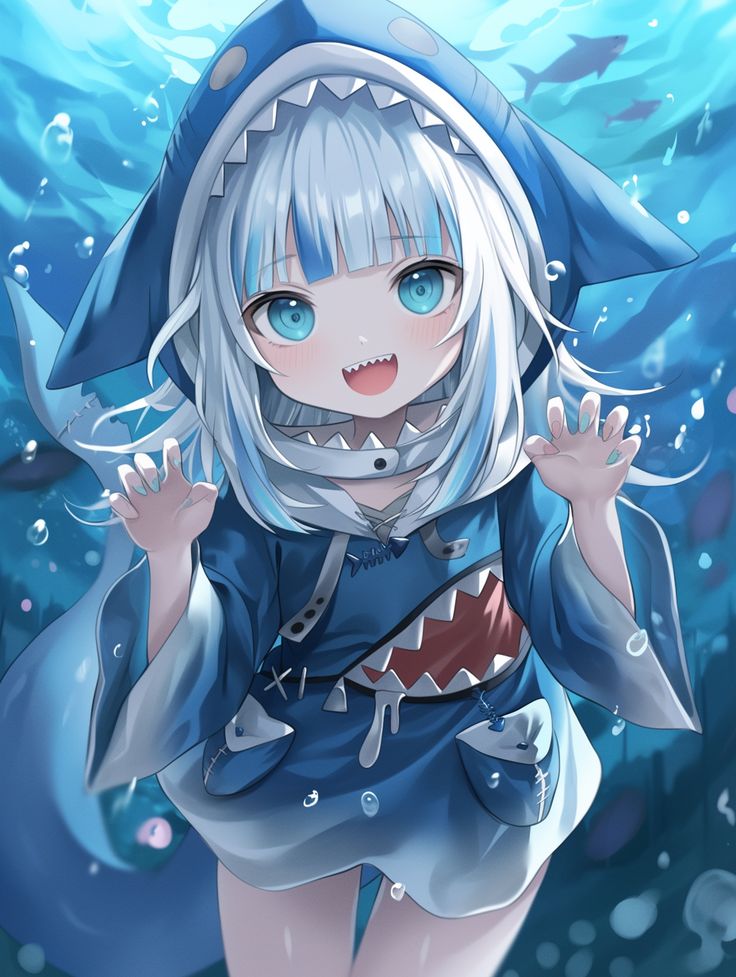 cute shark pfp with round shape smiling face and soft pastel colors