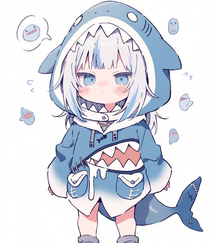 kawaii-style cute shark pfp with simplified cartoon form and light palette
