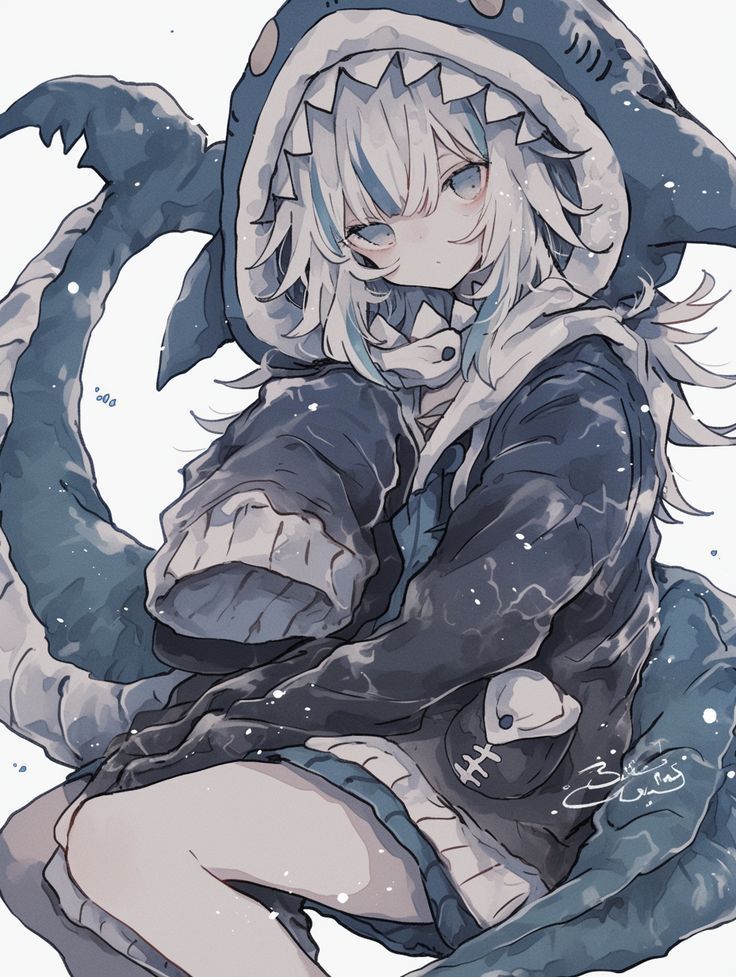 cute girl shark profile picture with blush tones and dreamy underwater theme