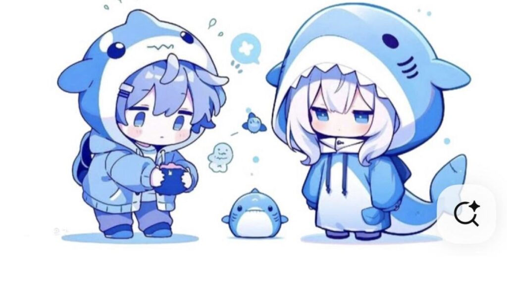 matching shark pfp set with coordinated ocean theme for couples