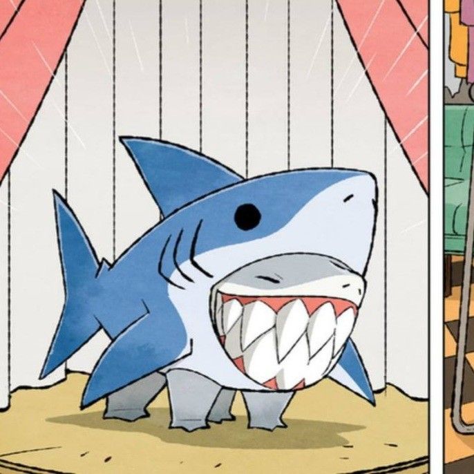 funny shark profile picture with meme-style reaction and humorous edit