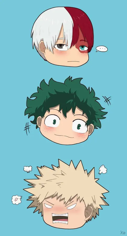 Todoroki chibi avatar with exaggerated expressions