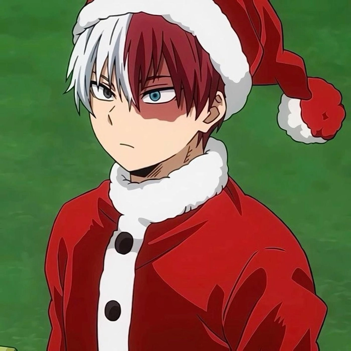 Todoroki holiday PFP with festive winter elements