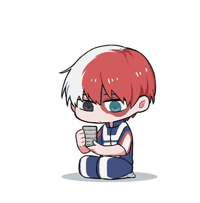 Aesthetic Todoroki PFP with blurred background and palette